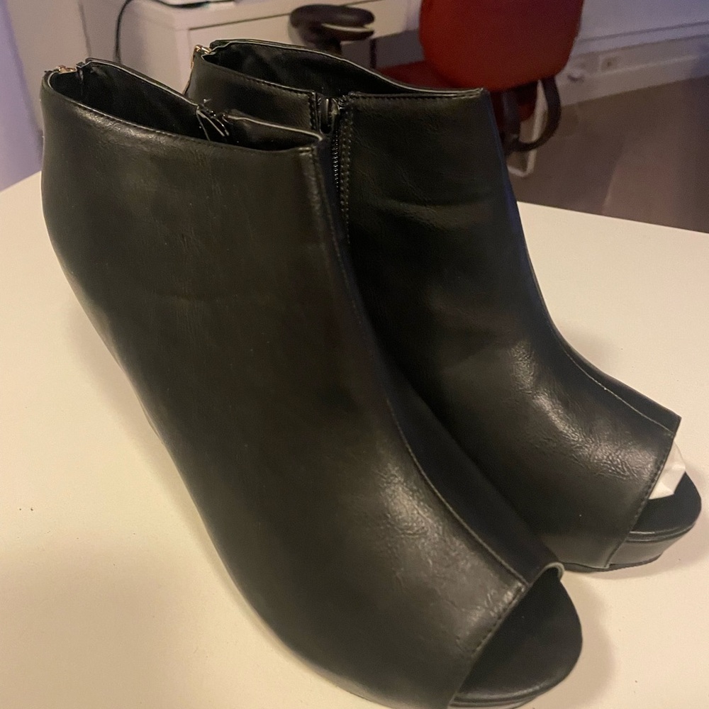 Torrid Black Ankle Booties with Peep-Toe Design